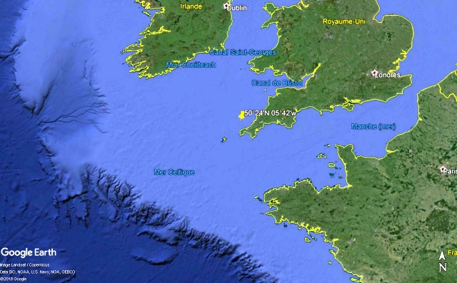 Position éventuelle du naufrage de l'U-1200