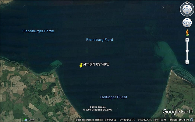 Position du naufrage de l'U-349