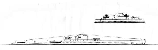 Silhouette des sous-marins de Type 1500 tonnes
