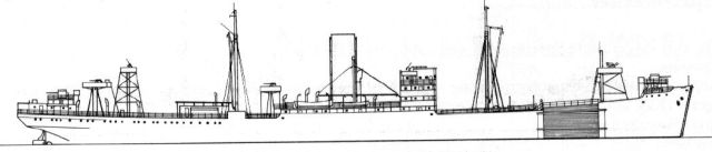 Silhouette du Sperrbrecher 8 Neckar en 1943
