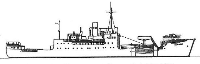 Silhouette du Sperrbrecher 131 ex Schwan (au GM/SA)