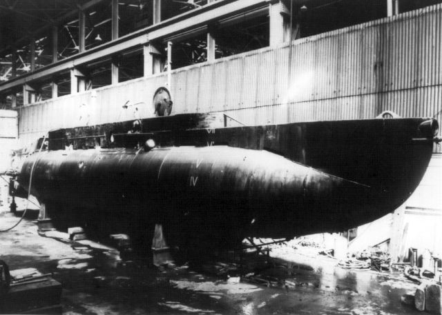 X-Craft pendant sa construction (&copy; Royal Navy Submarine Museum)